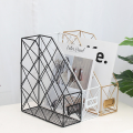 Wholesale supply nordic desktop office desk double layer organizer metal mesh grid paper file storage rack letter holder